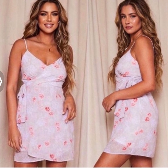 A Girl Thing Dresses & Skirts - WOMANS TAUPE FAUX WRAP DRESS